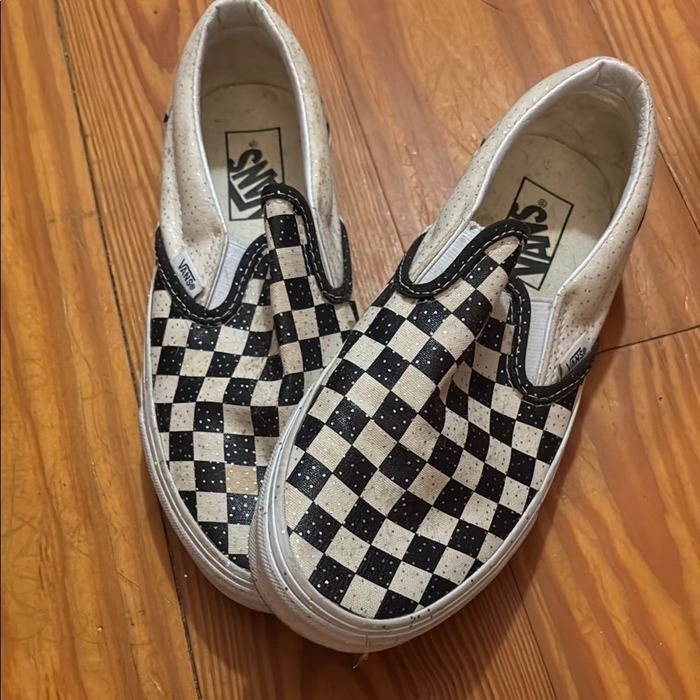 Vans Black and White Sneakers with Checkerboard Design